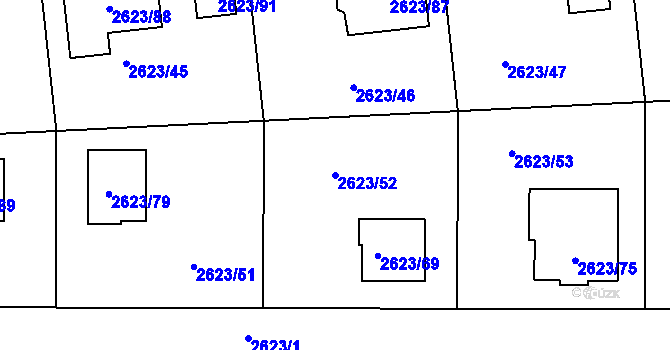 Parcela st. 2623/52 v KÚ Planá nad Lužnicí, Katastrální mapa