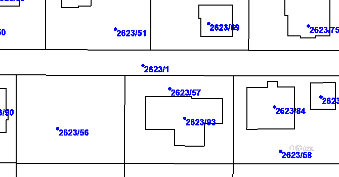 Parcela st. 2623/57 v KÚ Planá nad Lužnicí, Katastrální mapa