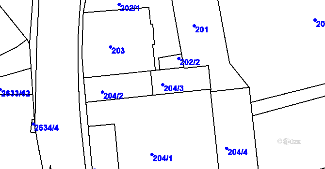 Parcela st. 204/3 v KÚ Planá nad Lužnicí, Katastrální mapa
