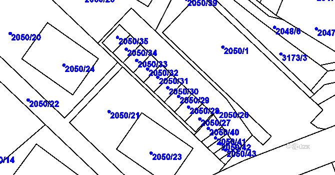 Parcela st. 2050/30 v KÚ Planá nad Lužnicí, Katastrální mapa
