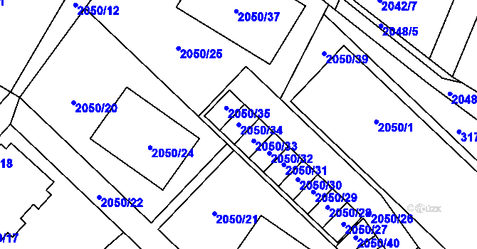 Parcela st. 2050/34 v KÚ Planá nad Lužnicí, Katastrální mapa