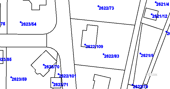 Parcela st. 2622/109 v KÚ Planá nad Lužnicí, Katastrální mapa
