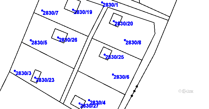 Parcela st. 2830/25 v KÚ Planá nad Lužnicí, Katastrální mapa