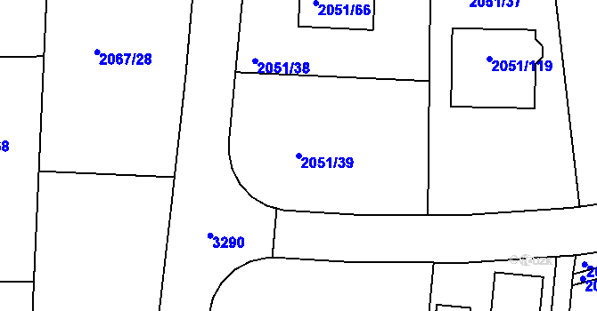 Parcela st. 2051/39 v KÚ Planá nad Lužnicí, Katastrální mapa