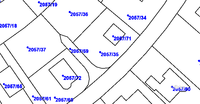 Parcela st. 2057/35 v KÚ Planá nad Lužnicí, Katastrální mapa
