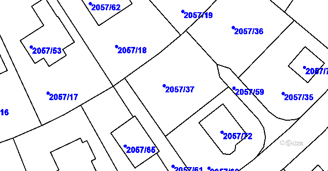 Parcela st. 2057/37 v KÚ Planá nad Lužnicí, Katastrální mapa
