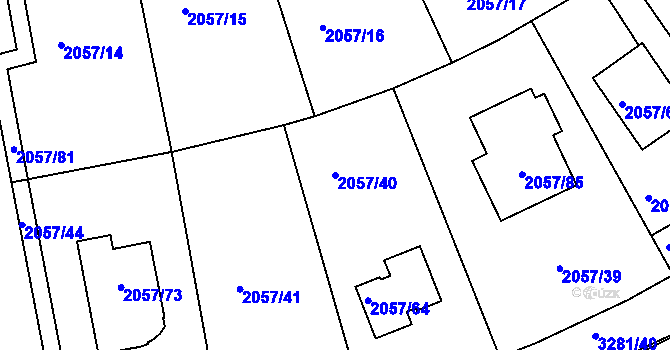 Parcela st. 2057/40 v KÚ Planá nad Lužnicí, Katastrální mapa