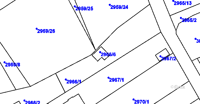 Parcela st. 2966/6 v KÚ Planá nad Lužnicí, Katastrální mapa