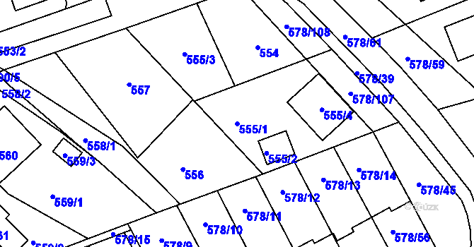 Parcela st. 555/1 v KÚ Planá nad Lužnicí, Katastrální mapa