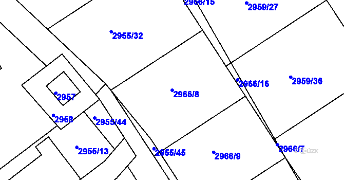 Parcela st. 2966/8 v KÚ Planá nad Lužnicí, Katastrální mapa