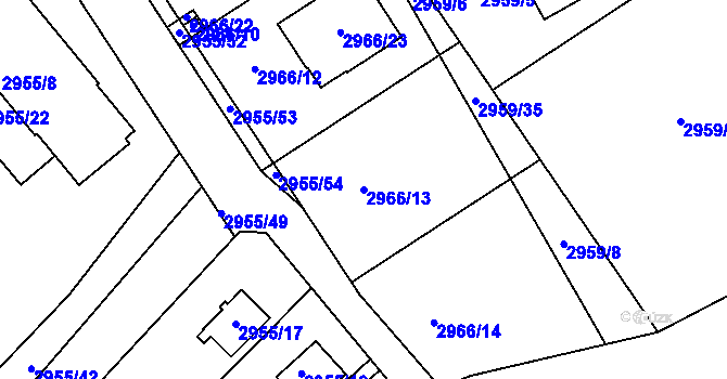 Parcela st. 2966/13 v KÚ Planá nad Lužnicí, Katastrální mapa