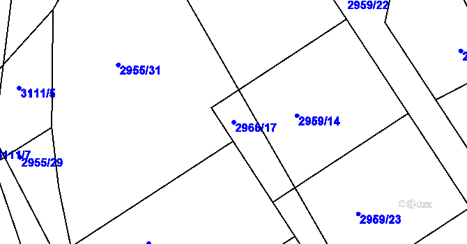 Parcela st. 2966/17 v KÚ Planá nad Lužnicí, Katastrální mapa
