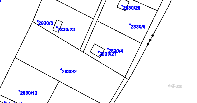 Parcela st. 2830/27 v KÚ Planá nad Lužnicí, Katastrální mapa
