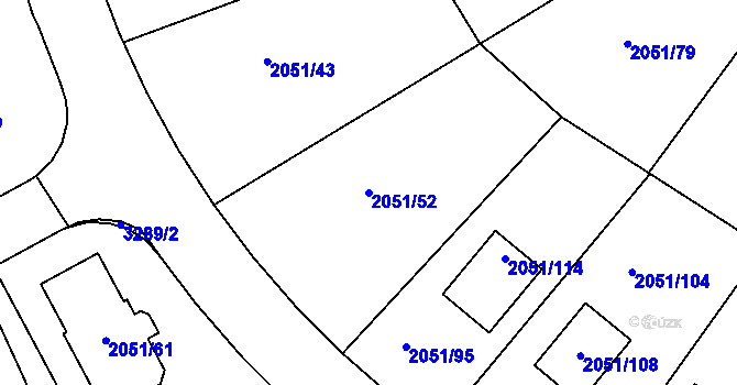Parcela st. 2051/52 v KÚ Planá nad Lužnicí, Katastrální mapa