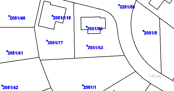 Parcela st. 2051/53 v KÚ Planá nad Lužnicí, Katastrální mapa