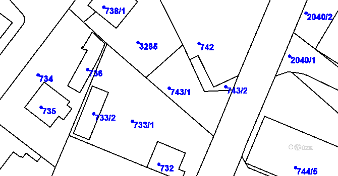 Parcela st. 743/1 v KÚ Planá nad Lužnicí, Katastrální mapa