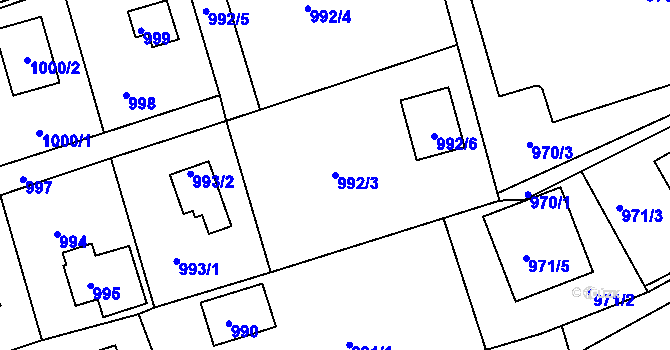 Parcela st. 992/3 v KÚ Planá nad Lužnicí, Katastrální mapa