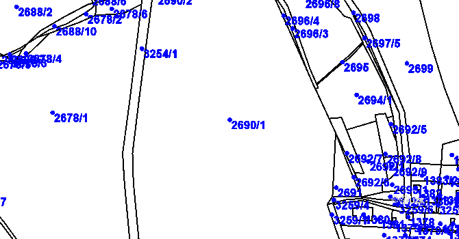 Parcela st. 2690/1 v KÚ Planá nad Lužnicí, Katastrální mapa