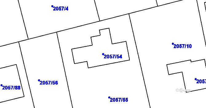 Parcela st. 2057/54 v KÚ Planá nad Lužnicí, Katastrální mapa