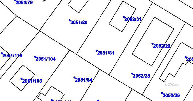 Parcela st. 2051/81 v KÚ Planá nad Lužnicí, Katastrální mapa