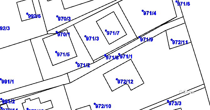 Parcela st. 971/8 v KÚ Planá nad Lužnicí, Katastrální mapa