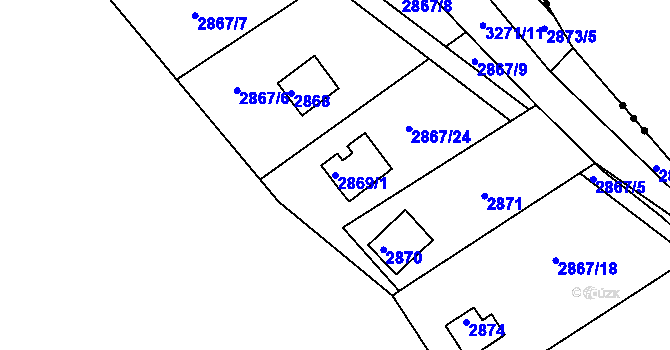 Parcela st. 2869/1 v KÚ Planá nad Lužnicí, Katastrální mapa