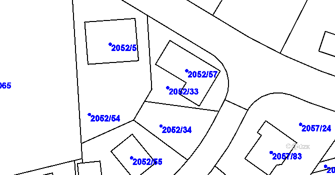 Parcela st. 2052/33 v KÚ Planá nad Lužnicí, Katastrální mapa