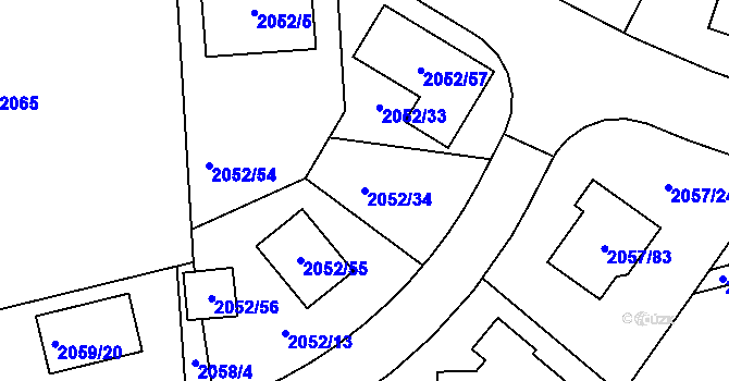 Parcela st. 2052/34 v KÚ Planá nad Lužnicí, Katastrální mapa
