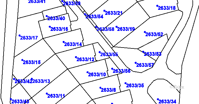 Parcela st. 2633/55 v KÚ Planá nad Lužnicí, Katastrální mapa