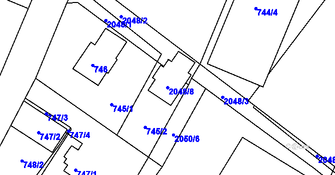 Parcela st. 2048/8 v KÚ Planá nad Lužnicí, Katastrální mapa