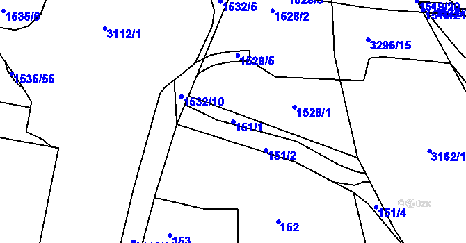 Parcela st. 151/1 v KÚ Planá nad Lužnicí, Katastrální mapa