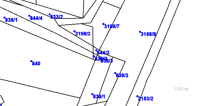 Parcela st. 844/5 v KÚ Planá nad Lužnicí, Katastrální mapa