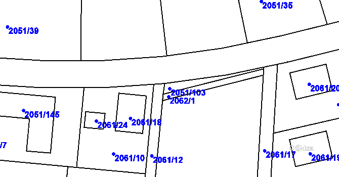 Parcela st. 2051/103 v KÚ Planá nad Lužnicí, Katastrální mapa