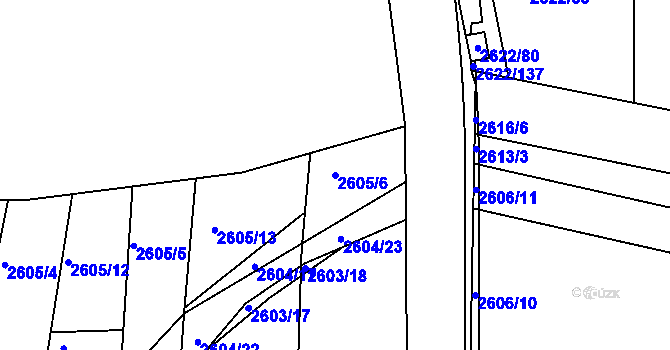 Parcela st. 2605/6 v KÚ Planá nad Lužnicí, Katastrální mapa