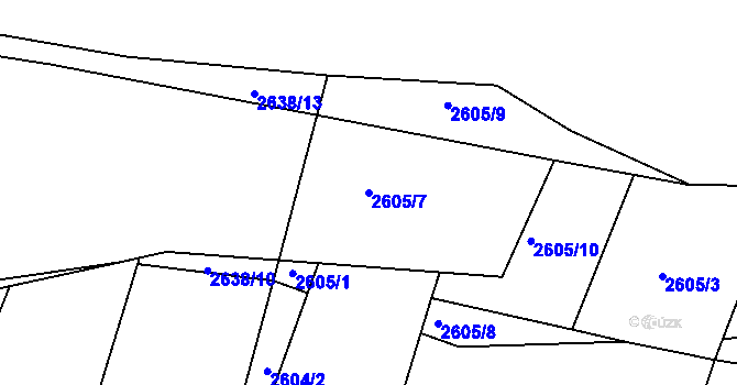 Parcela st. 2605/7 v KÚ Planá nad Lužnicí, Katastrální mapa
