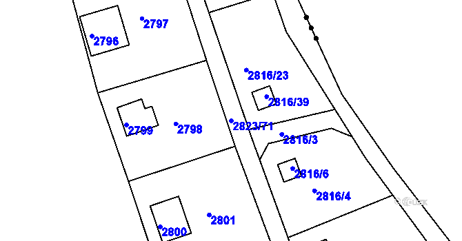 Parcela st. 2823/71 v KÚ Planá nad Lužnicí, Katastrální mapa