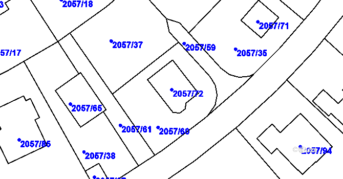 Parcela st. 2057/72 v KÚ Planá nad Lužnicí, Katastrální mapa