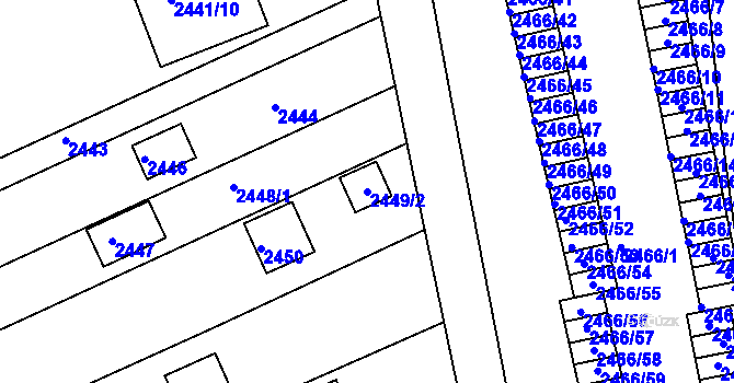 Parcela st. 2449/2 v KÚ Planá nad Lužnicí, Katastrální mapa