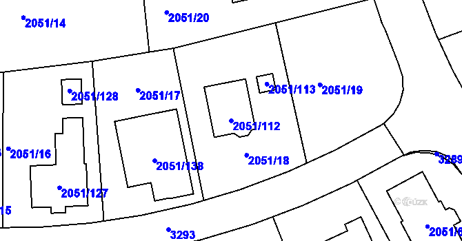 Parcela st. 2051/112 v KÚ Planá nad Lužnicí, Katastrální mapa