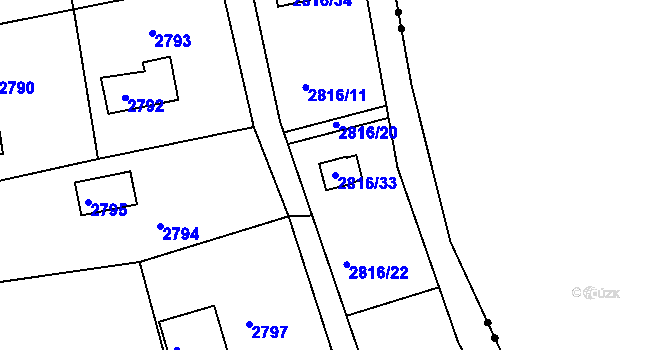 Parcela st. 2816/33 v KÚ Planá nad Lužnicí, Katastrální mapa