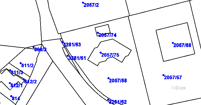 Parcela st. 2057/75 v KÚ Planá nad Lužnicí, Katastrální mapa
