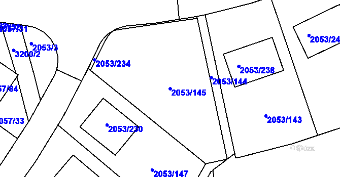 Parcela st. 2053/145 v KÚ Planá nad Lužnicí, Katastrální mapa