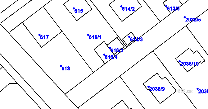 Parcela st. 616/4 v KÚ Planá nad Lužnicí, Katastrální mapa