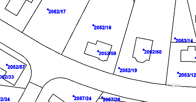 Parcela st. 2052/59 v KÚ Planá nad Lužnicí, Katastrální mapa