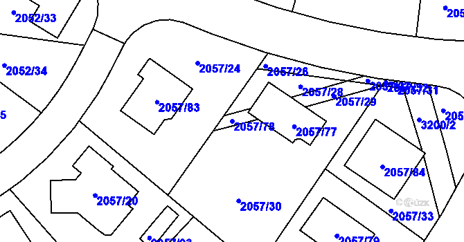 Parcela st. 2057/78 v KÚ Planá nad Lužnicí, Katastrální mapa