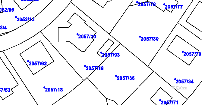 Parcela st. 2057/93 v KÚ Planá nad Lužnicí, Katastrální mapa