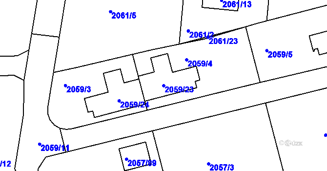 Parcela st. 2059/23 v KÚ Planá nad Lužnicí, Katastrální mapa