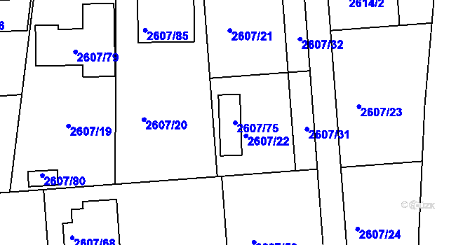 Parcela st. 2607/75 v KÚ Planá nad Lužnicí, Katastrální mapa
