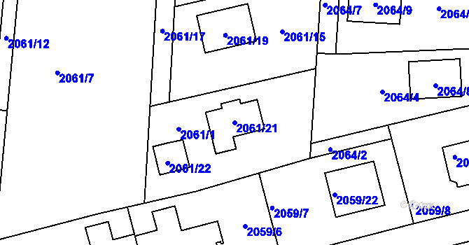 Parcela st. 2061/21 v KÚ Planá nad Lužnicí, Katastrální mapa