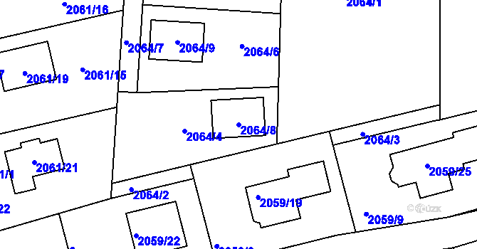 Parcela st. 2064/8 v KÚ Planá nad Lužnicí, Katastrální mapa